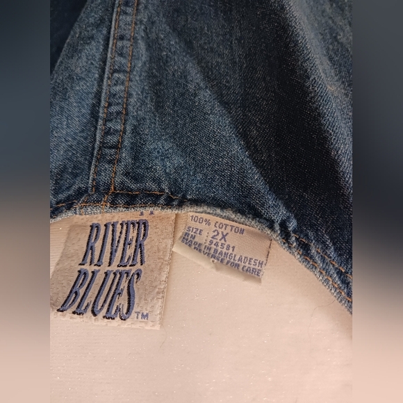 Mississippi River Blues Denim Dress Jumper Midi - Mini Womens 2X 100% Cotton - Picture 2 of 6